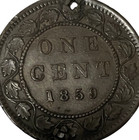 1859 Canadian Large One Cent Coin Canada Victoria Penny Km 1 Lot C1-309 Narrow 9