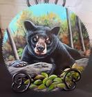 Hand Panted Black Bear On Log Saw Blade 7 1 4     local Artist
