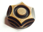 Large Vintage Laminated Black   Tan Layers Celluloid Coat Button   Almost 1-5 8 