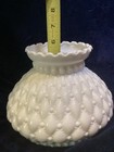 Vintage Diamond Quilt Ruffle White Milk Glass Lamp Shade 