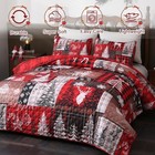  3 Piece Christmas Quilts Size Quilt Bedding Set With 2 King Retro Patchwork