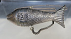 Vtg Silver Tone Metal Fish Hinged Handbag Purse Chain Strap