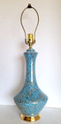Vintage Mid-century Modern Turquoise Ceramic Genie Bottle Lamp Gold Terrazzo 25 