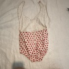 Vintage 1920 White red Polka Dot One-piece Swimsuit Front Zip Baby Girl 18 Month