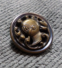 Vintage Antique Metal Picture Button Medieval Knights Helmet Armor