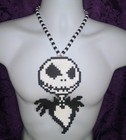 Jack Skellington Perler Bead Kandi Necklace-edc-rave-festival-plur-edm