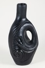 Vtg Reproduction Pre-columbian Chimu Burial Bowl Vase Peru South America Black