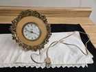 Vtg  Mc Globe Gold Toned Metal Hollywood Regency Dresser Clock 