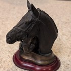 Richard Sefton Bronze Horse And Rider Bust Figurine Sculpture On Wood Base