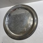 Vintage Silver Plate Serving Tray Floral Pattern 15   