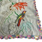 Vintage Mexican Artisan Handmade Bird Embroidered Crochet Edge Room Decor