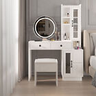 Led Vanity Makeup Dressing Table Desk Set With Lighted Mirror   Power Outlets
