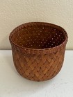 Unknown Age Round Woven Splint Wood Basket 8  Diameter