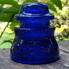 Vintage Glass Insulator Stained Cobalt Blue With Stars Decorative Glass Antique 