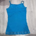 Justice Y2k Sparkly Lace Trim Ribbed Tank Top Turquoise Blue Girls Size 18