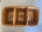 Large Vintage Wicker 3 Compartment Basket Weave With Plastic Liners Htf Rare