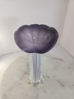 Vintage Glass Cased Jack In The Pulpit Purple   White Blown Art Vase Beautiful  