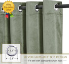 Sage Green Velvet Curtains 96 Inches  Super Soft Room Darkening Window Drapes
