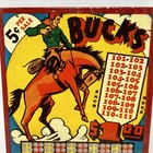 Unused 1940s Bucks Punch Board Trade Stimulator Gambling Game Cowboy Bronco 921