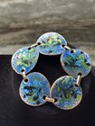 Vintage Mid-century Inga Carlson Signed Enamel On Copper Link Bracelet
