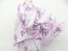Japanese Kimono Yukata Purple 162 5cm 5 Ft 4 In Cotton Aa7914
