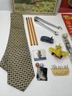 Vintage Grandpas Junk Drawer Lot  Advert  Pins Buttons  Matches  Sewing   Bar