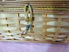 Vintage Sewing Basket Fully Fabric Lined Padded Top And Inside Yellow Brown Flor