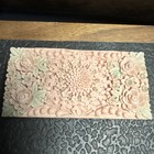 Vtg Handcast D  Uk Pink Alabaster Floral  Box     Carved Stone Jewelry  box W lid
