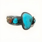 Vintage Native American Navajo Turquoise Sterling Silver Cuff Bracelet Signed Tt