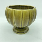 Floraline Mccoy Planter Vase Mid-century Modern Vintage Ribbed Green Pedestal