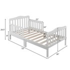 White Wooden Toddler Bed Frame With Safety Guardrails Kids Bedroom Furniture