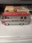 Vintage H Japan Tin Armored Car Savings Bank Truck   Box  Friction 8  With Key