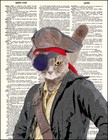 Pirate Cat - Dictionary Art Print Printed On Authentic Vintage Dictionary Book