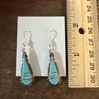 Navajo Turquoise Earrings Dangle Stunning Sterling Native American Nice Zuni  t1