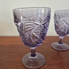 Libbey Set Of 4 Purple Pressed Glass Wine Goblets Hobstar Pattern