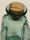 Green Thick Glass Bottle With Cork And Spout Vintage 9   