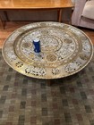 Amazing Huge Mid Century Asian Chinese Ornate Engraved Brass Oval Tea Table