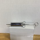 Metal Ring Handle Syringe W  Finger Ring Plunger  Luer Lock Tip Vintage