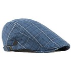Newsboy Hat For Men Adjustable Plaid Ivy Flat Cap Gatsby Cabbie One Size Blue