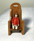 Dollhouse Miniature Artisan Handmade Tiny Doll In Red   Gold Christmas Dress