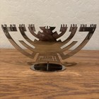 Hineni Hanukkah Menorah Sleek Silver Tone With  A Chrome Finish Contemporary