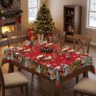 Christmas Tablecloth 60x84 Inc Santa Claus   Snowman Water Resistant Rectangular