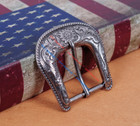  Heavy Duty Cowboy Western Floral Engraved Antique Silver Belt Buckle Set 1-1 2 