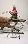 New Pics  1800s Century Copper Weathervane Horse Sulky Jocky Rider Verdigris 30   