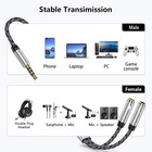 Headphone Mic Splitter  10in   3 5mm 2 Trs Female To 1 Trrs Male Silver Black