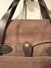 Filson Rugged Twill Original Briefcase Brown Leather Straps Handle Messenger Bag