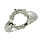 12mm Round Shape Semi Mount Cocktail Women Wedding Ring 925 Sterling Silver