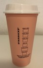 New Starbucks 2019 Winter Holiday Reusable Hot Cup  merry Coffee  Pink 16 Oz