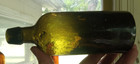 1860s Olive Green Blackglass New England Cylinder Ink Bottle Full Of Bubbles