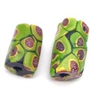 2 Fine Old Venetian Antique Dk Green Millefiori African Glass Trade Beads- 1779
